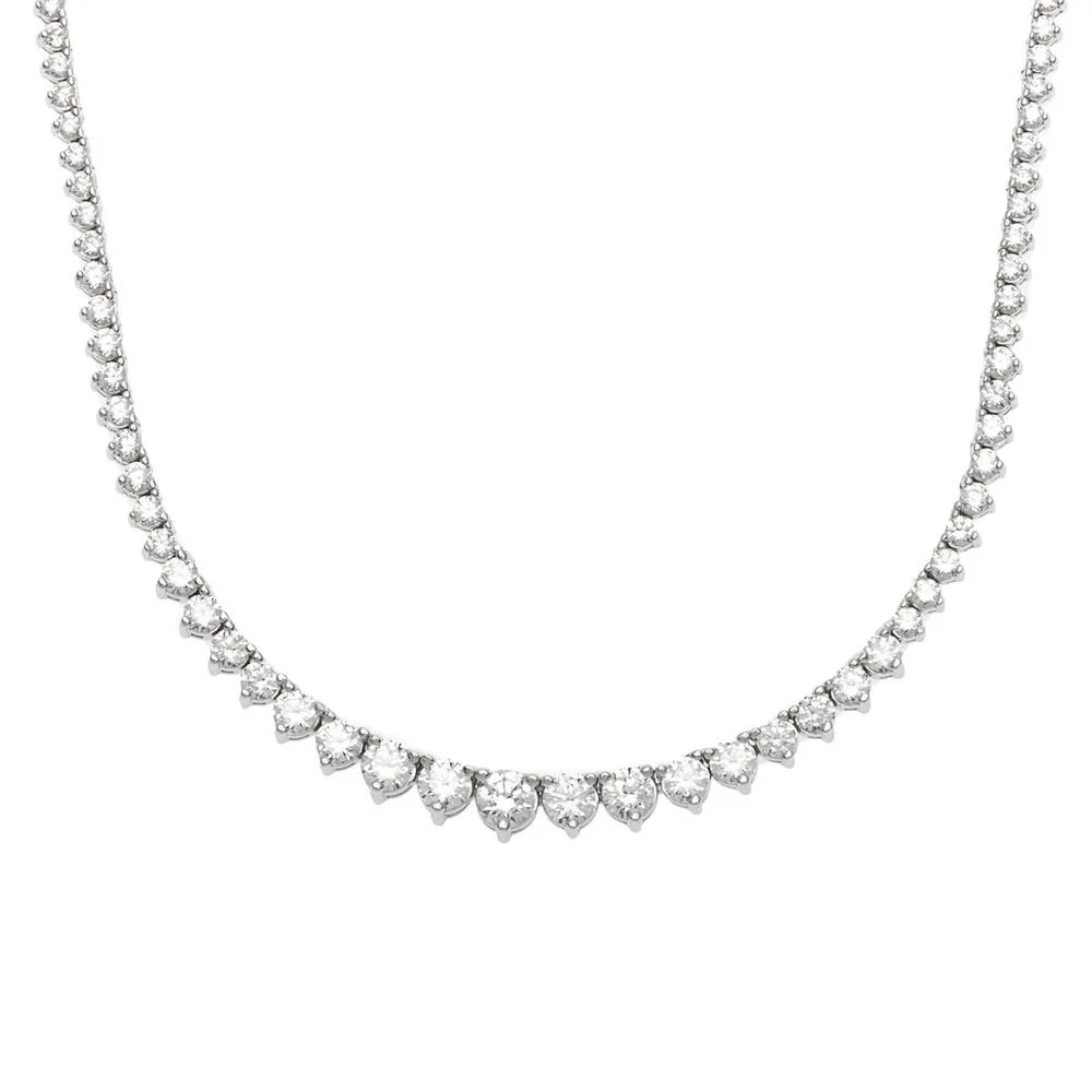 14k White Gold Diamond Tennis Necklace- 6.75ct