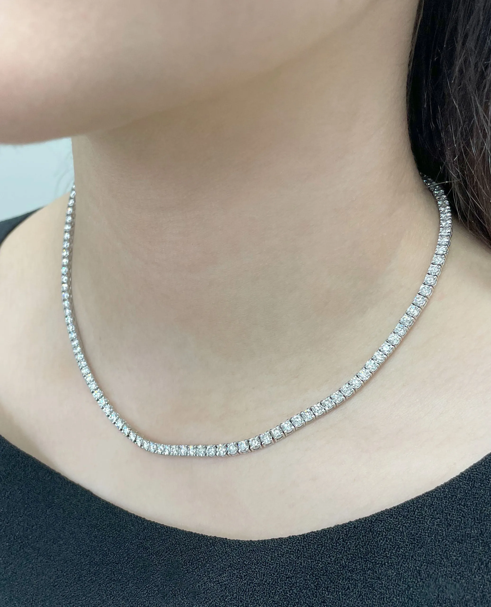 14K White Gold Diamond Tennis Necklace