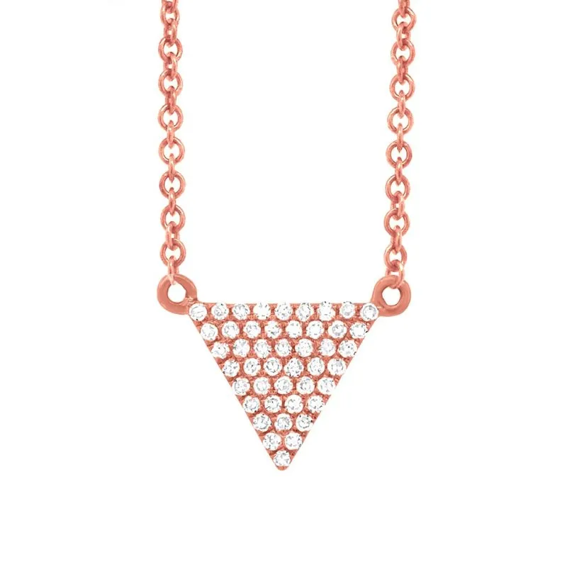 14k White Gold Diamond Triangle Necklace