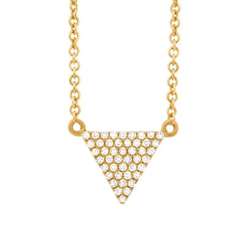 14k White Gold Diamond Triangle Necklace