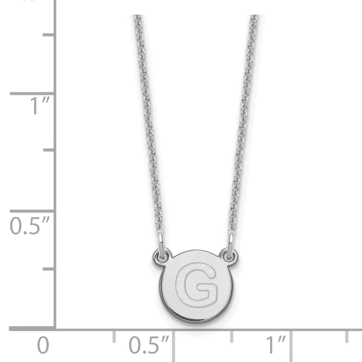 14k White Gold Tiny Circle Block Letter H Initial Pendant and Necklace