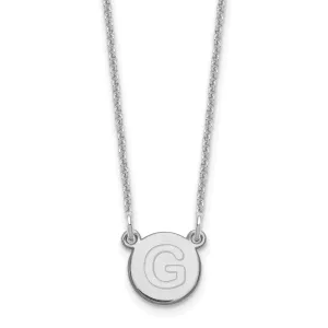 14k White Gold Tiny Circle Block Letter H Initial Pendant and Necklace