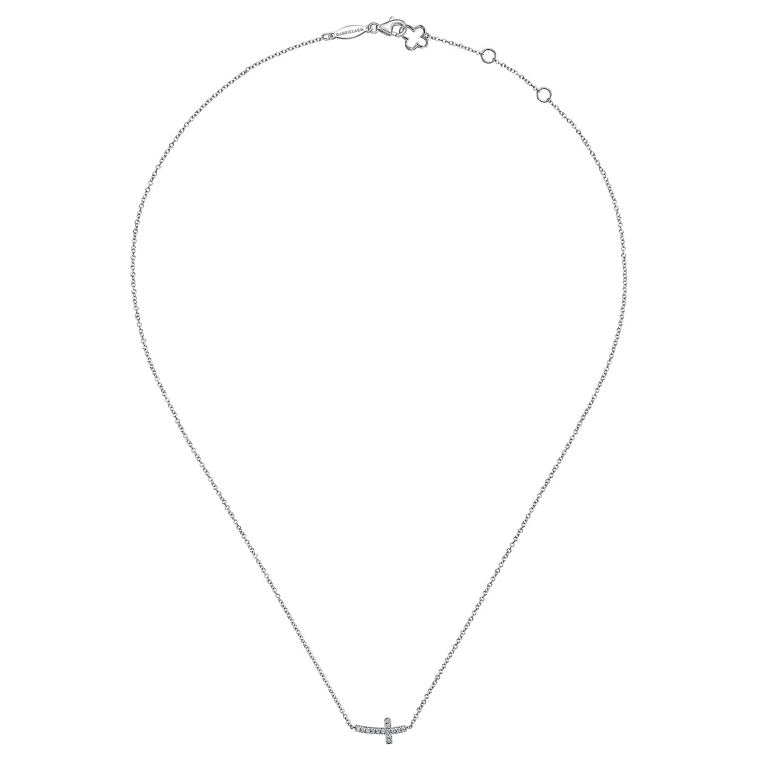 14K White Natural Diamond 17 inch Necklace