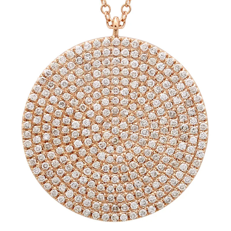 14k Yellow Gold Diamond Disc Pendant