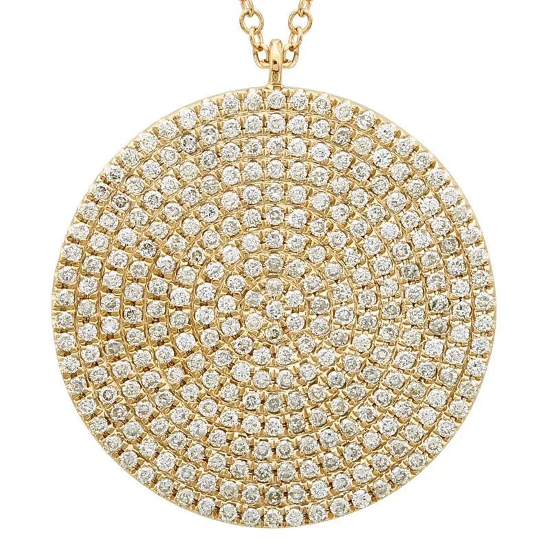 14k Yellow Gold Diamond Disc Pendant