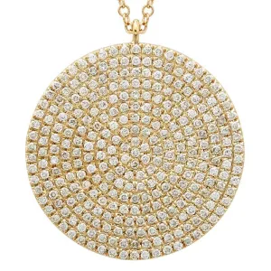 14k Yellow Gold Diamond Disc Pendant