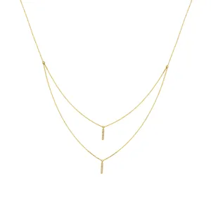 14k Yellow Gold Double Stick Necklace