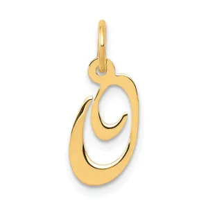 14K Yellow Gold Small Size Fancy Script Letter O Initial Pendant