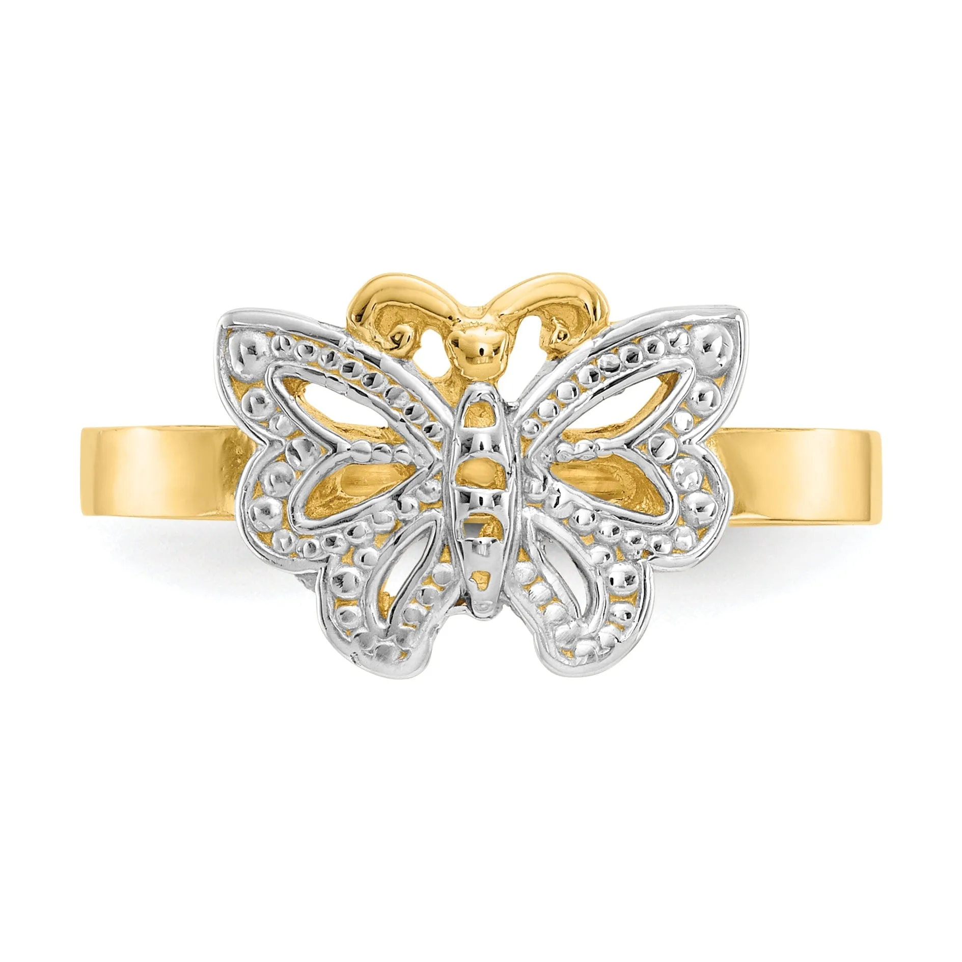 14k Yellow Rhodium Butterfly Ring