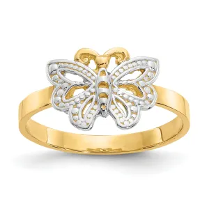14k Yellow Rhodium Butterfly Ring