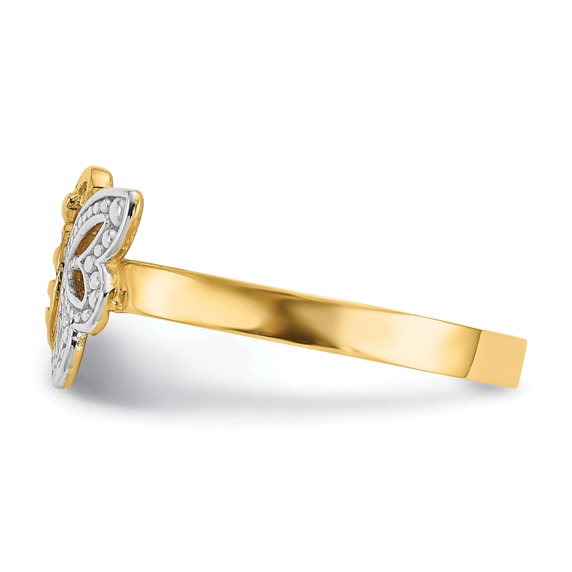 14k Yellow Rhodium Butterfly Ring