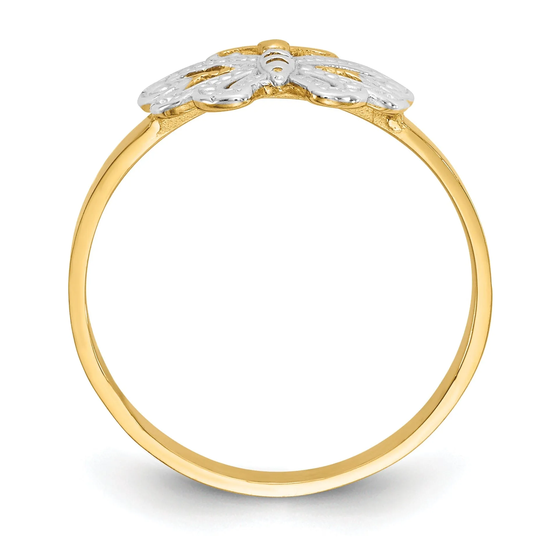 14k Yellow Rhodium Butterfly Ring