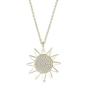 14KT GOLD 1/5 CTW DIAMOND SUN NECKLACE