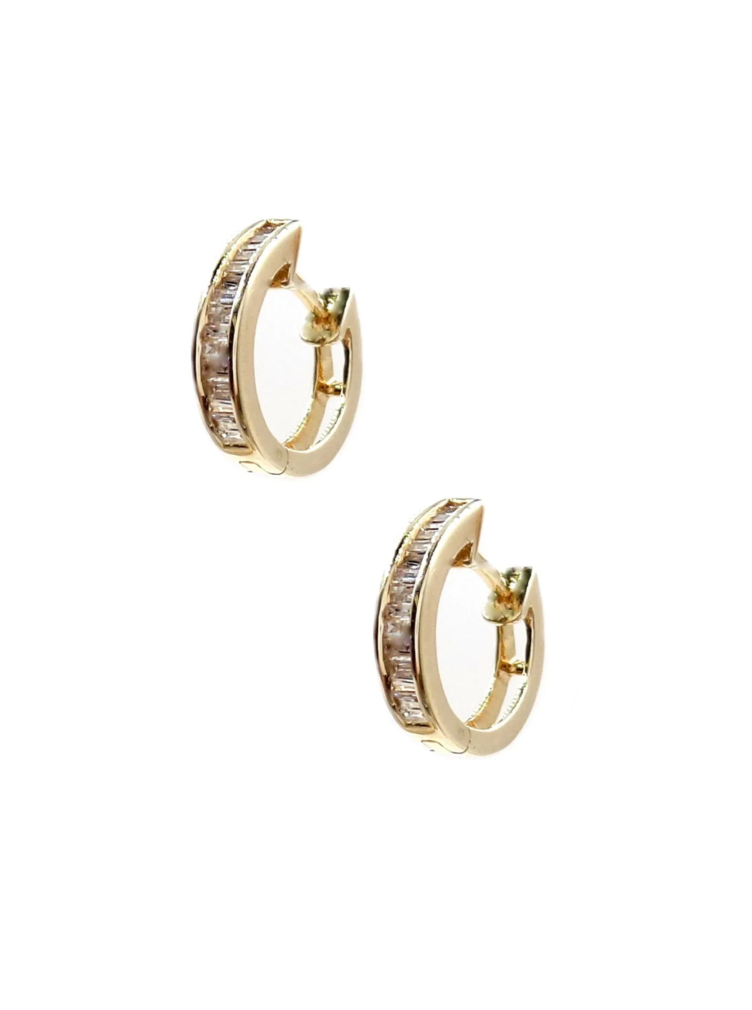 14KT YELLOW GOLD DIAMOND HOOP EARRINGS
