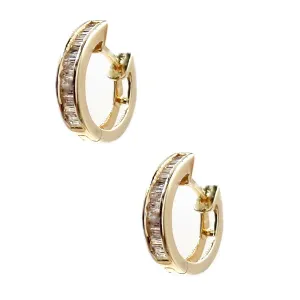14KT YELLOW GOLD DIAMOND HOOP EARRINGS