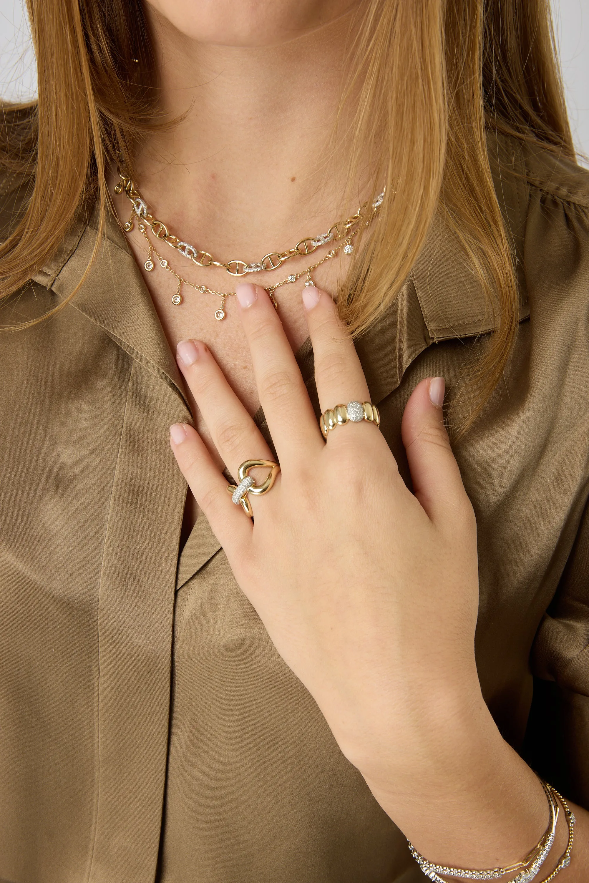 14KYW Pave Bar Ring
