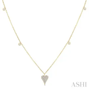 1/5 ctw Heart Motif Round Cut Diamond Station Necklace in 10K Yellow Gold