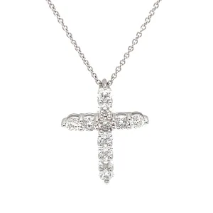 1.55ct 14k White Gold Diamond Cross and Chain