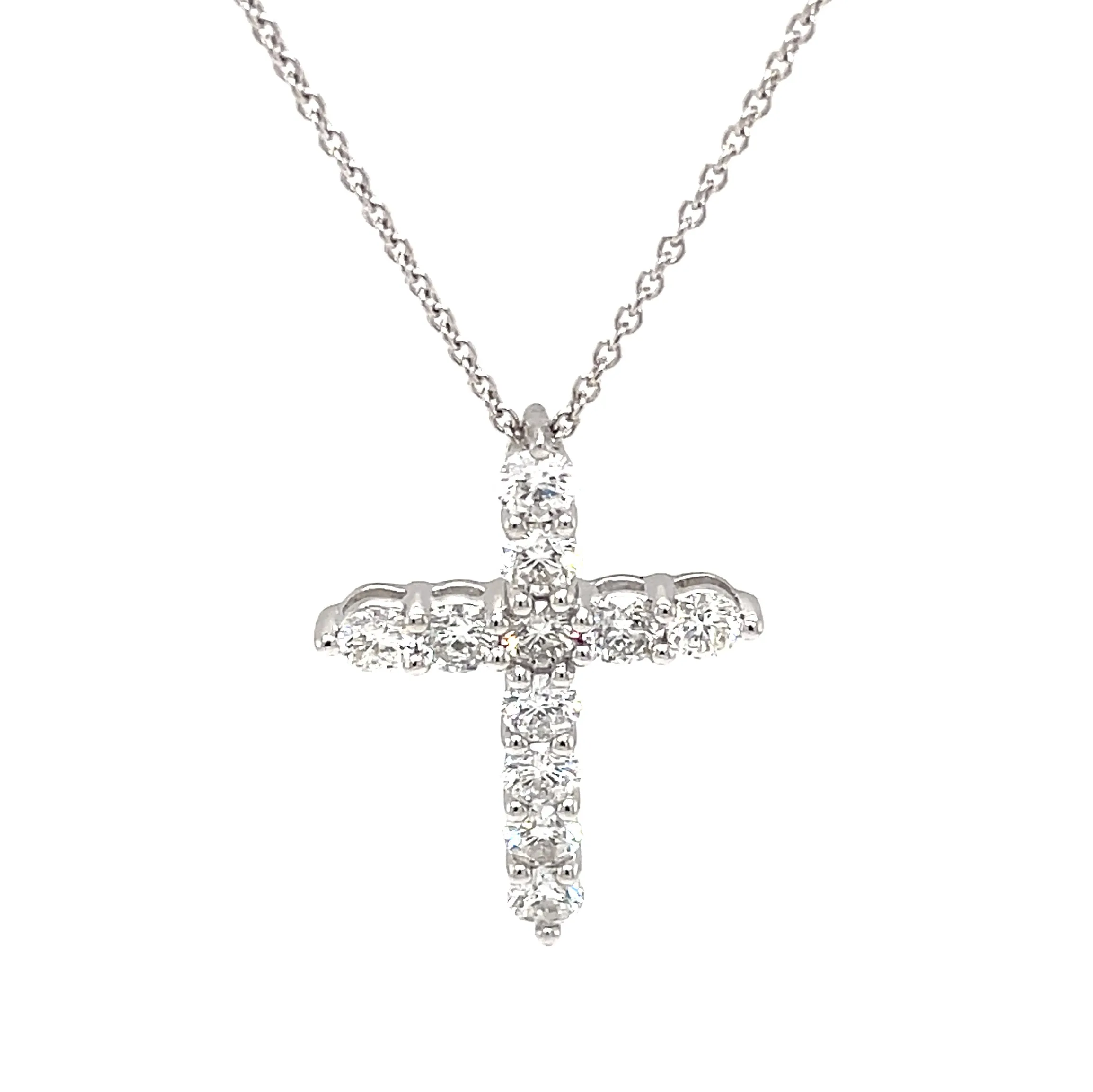 1.55ct 14k White Gold Diamond Cross and Chain