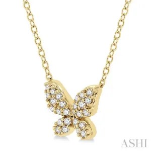 1/6 Ctw Butterfly Motif Round Cut Diamond Petite Fashion Pendant With Chain in 10K Yellow Gold