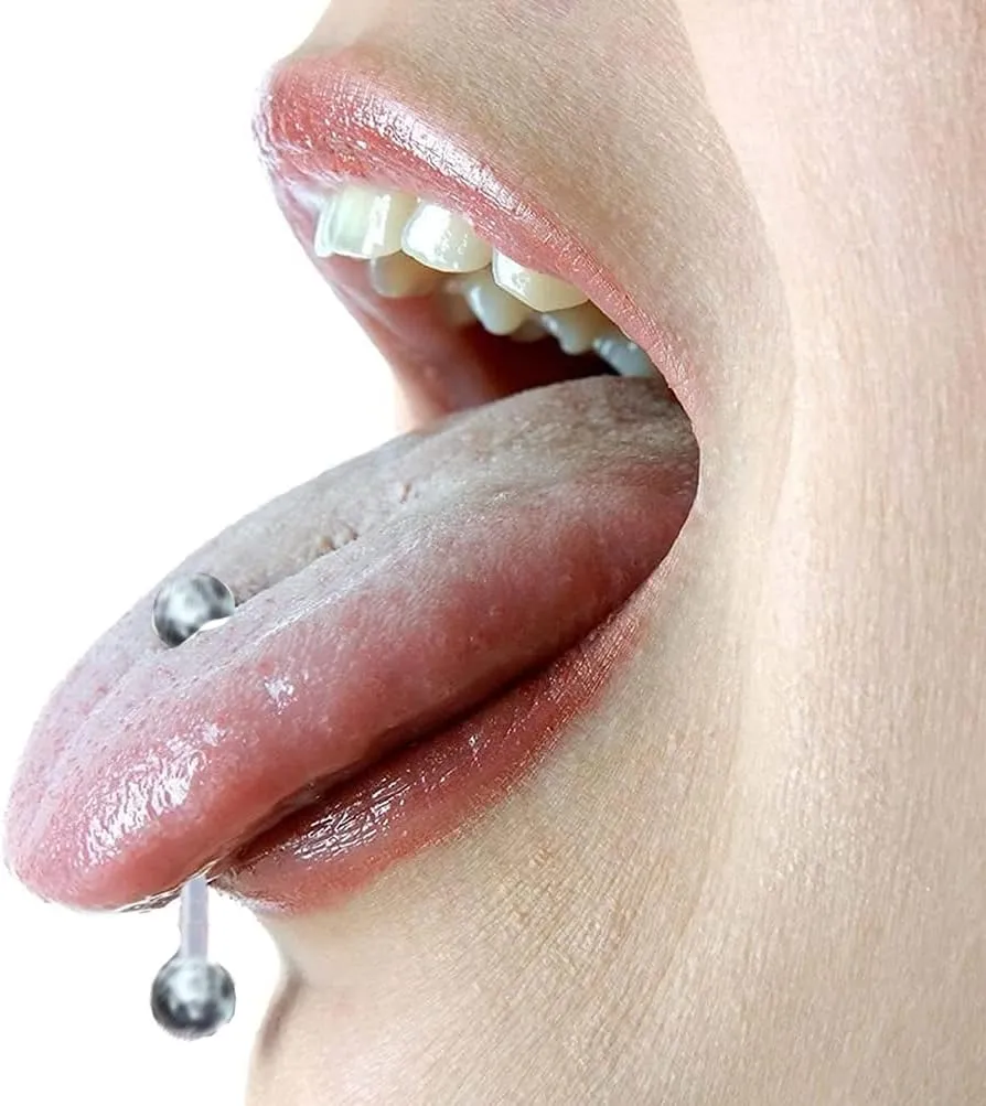 16g Curved Barbell Bridge Eyebrow Piercing Retainer Jewelry, Snake Eyes Tongue Rings, Bioflex Plastic Clear Piercing Retainer Belly Button Ring, Labret Rook Helix Tragus Piercing Earring Jewelry 6-12mm