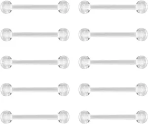 16g Curved Barbell Bridge Eyebrow Piercing Retainer Jewelry, Snake Eyes Tongue Rings, Bioflex Plastic Clear Piercing Retainer Belly Button Ring, Labret Rook Helix Tragus Piercing Earring Jewelry 6-12mm