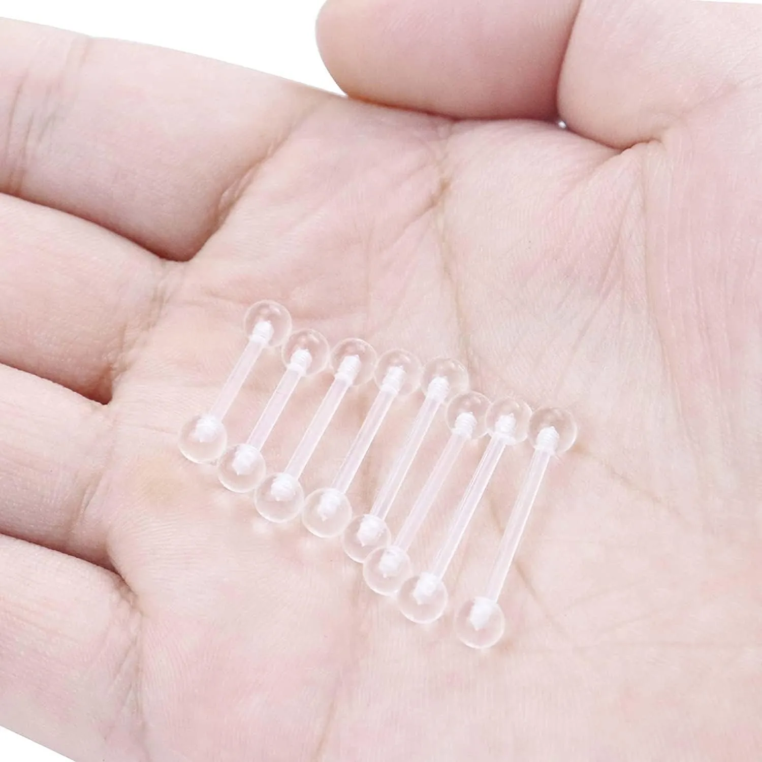 16g Curved Barbell Bridge Eyebrow Piercing Retainer Jewelry, Snake Eyes Tongue Rings, Bioflex Plastic Clear Piercing Retainer Belly Button Ring, Labret Rook Helix Tragus Piercing Earring Jewelry 6-12mm