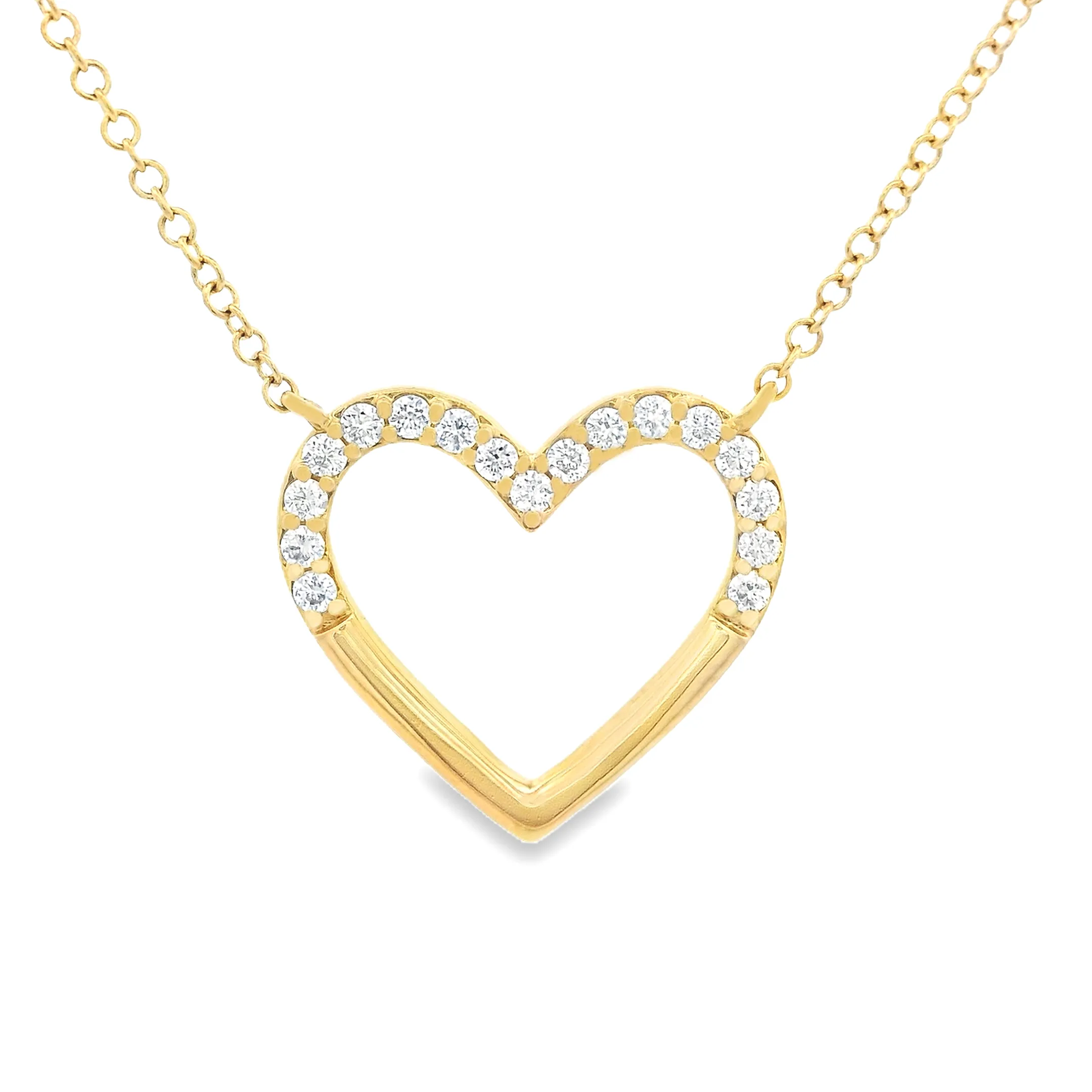 .17ct 14k Yellow Gold Diamond Heart Pendant