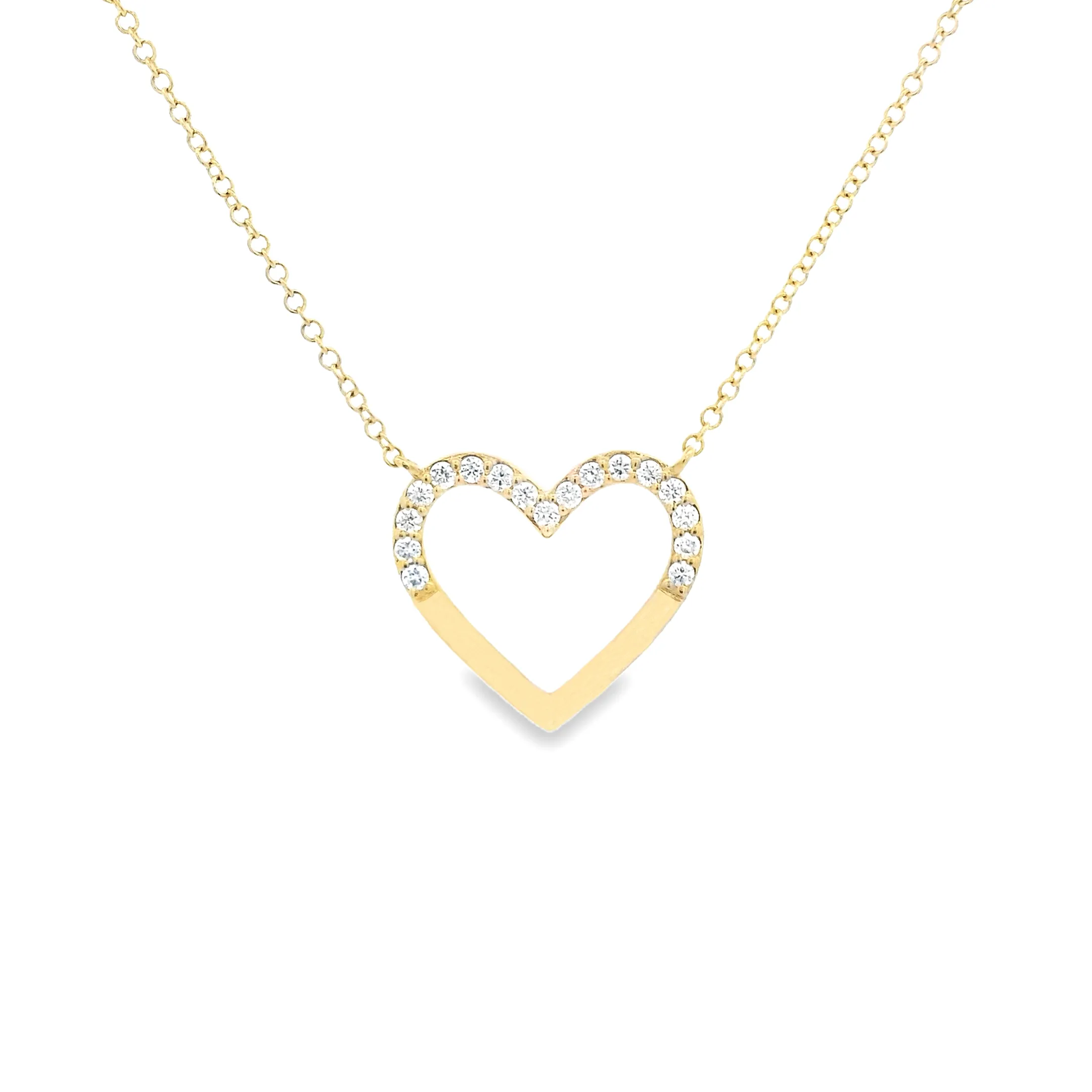 .17ct 14k Yellow Gold Diamond Heart Pendant