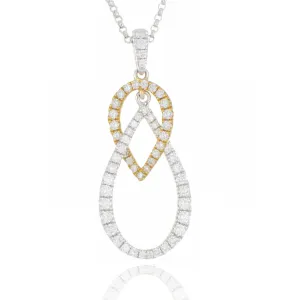 18ct White And Yellow Gold 0.45ct Diamond Drop Necklace