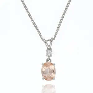 18ct White Gold Morganite And Diamond Necklace