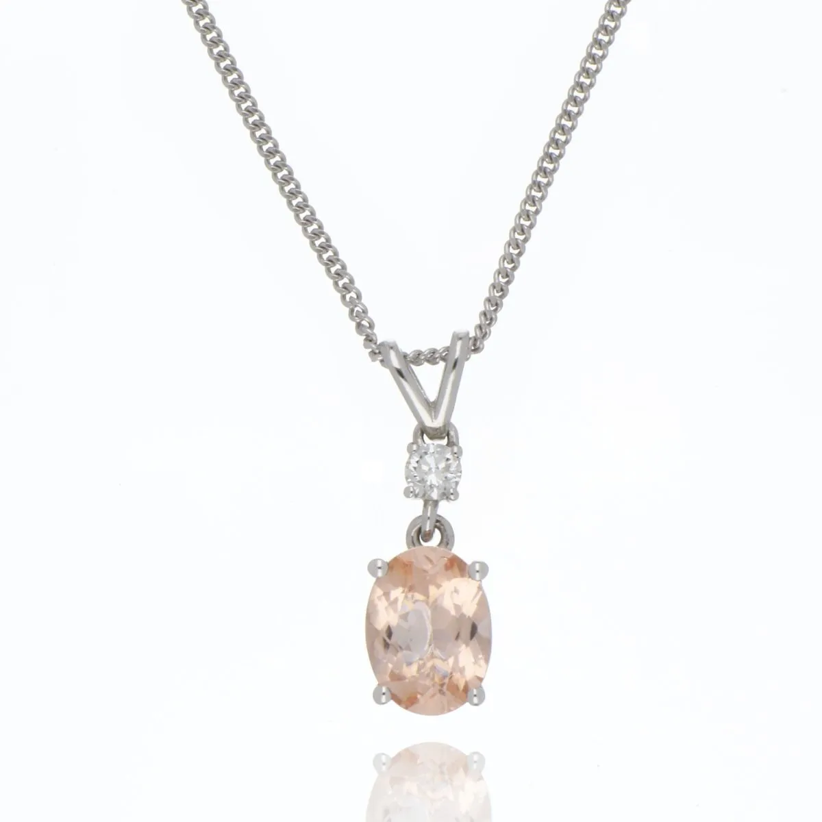 18ct White Gold Morganite And Diamond Necklace