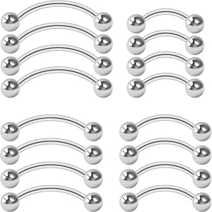 18G Curved Barbell Piercing Jewelry 16P Tragus Rook Eyebrow Rings Surgical Steel VCH Piercings Jewelry for Men/Women 6mm 8mm 10mm 12mm