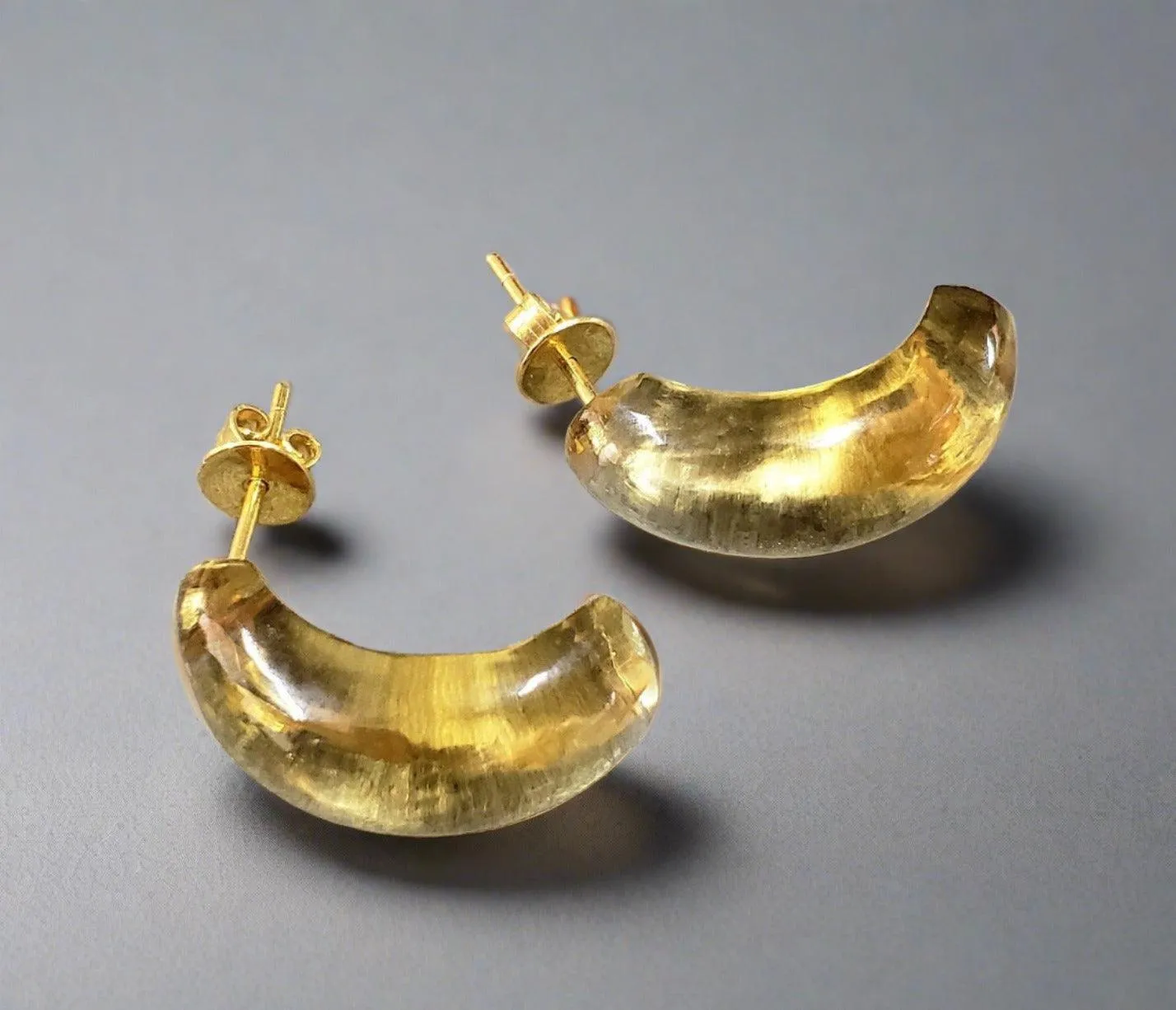 18k Gold Natural Yellow Citrine Earrings