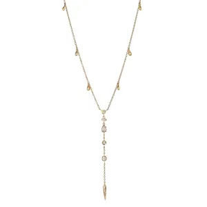 18K Gold "Tess" Diamond and White Sapphire Lariat