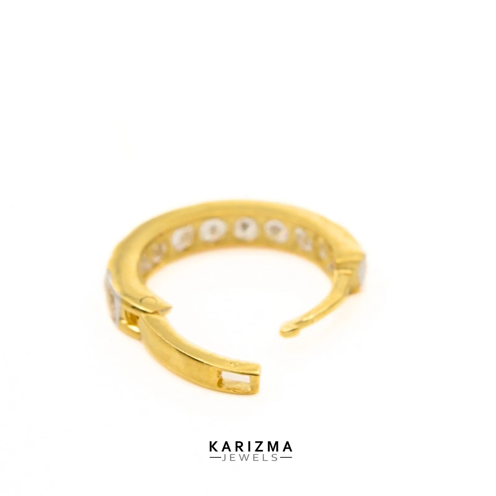 18K Real Gold Nose rings White CZ Clicker daily wear Nose Hoop Ring 20g