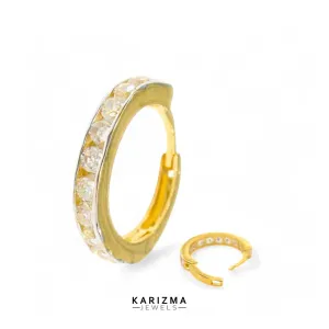 18K Real Gold Nose rings White CZ Clicker daily wear Nose Hoop Ring 20g
