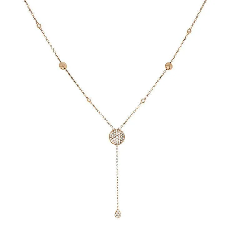 18k Rose Gold Diamond Lariat Necklace