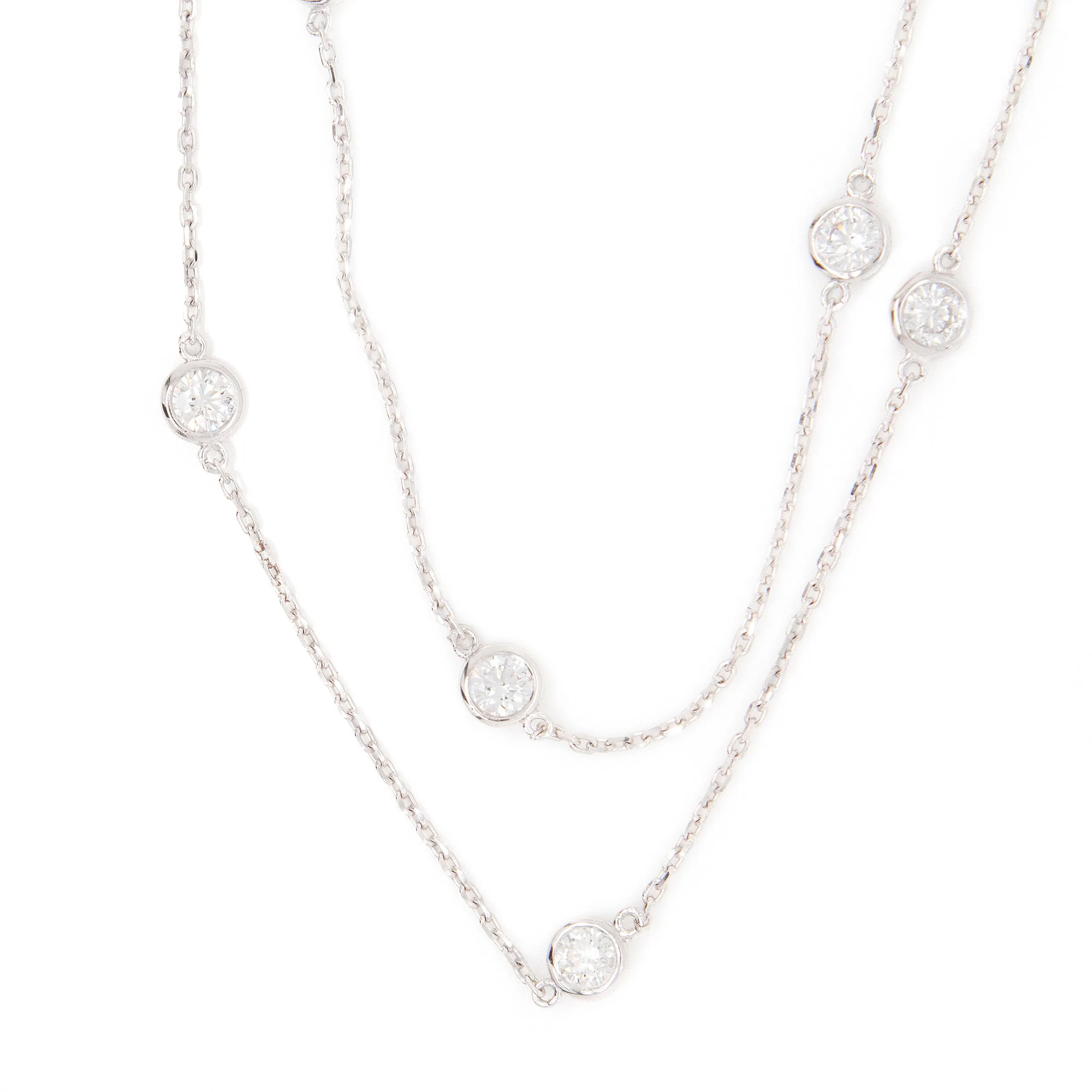 18k White Gold 36" Diamond By The Yard Necklace