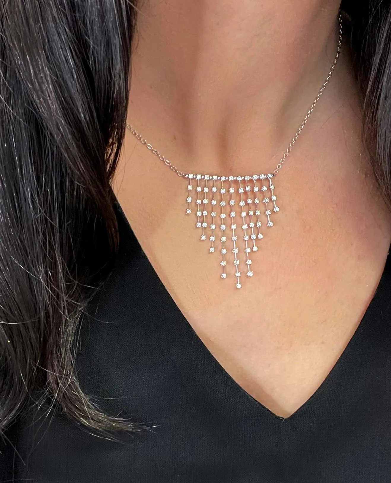 18K White Gold Diamond Recarlo Bib Necklace