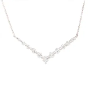 18k White Gold Diamond V Necklace
