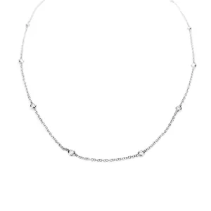 18K White Gold Tdw. 0.38ct Diamond Chain Necklace - 20727802