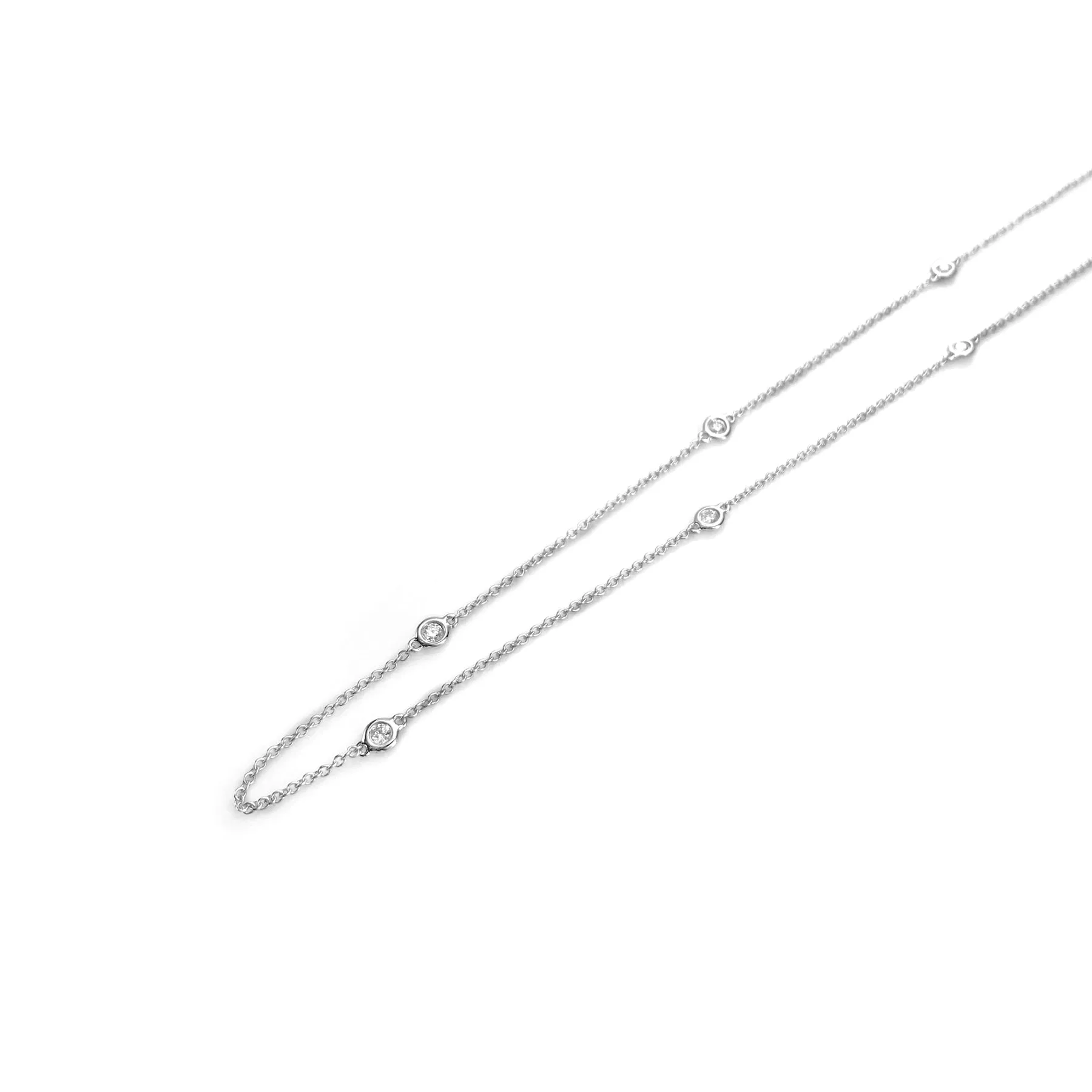 18K White Gold Tdw. 0.38ct Diamond Chain Necklace - 20727802