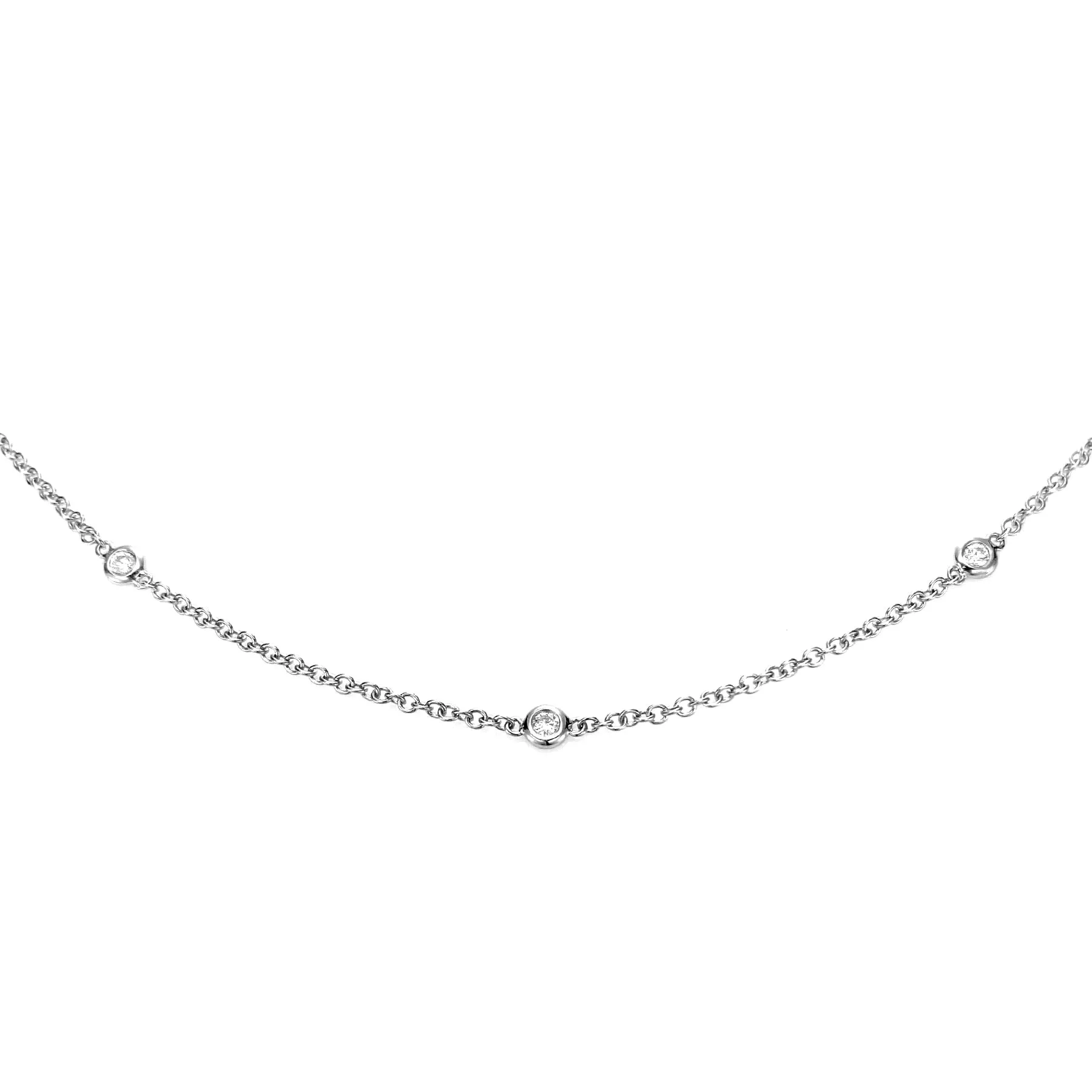 18K White Gold Tdw. 0.38ct Diamond Chain Necklace - 20727802