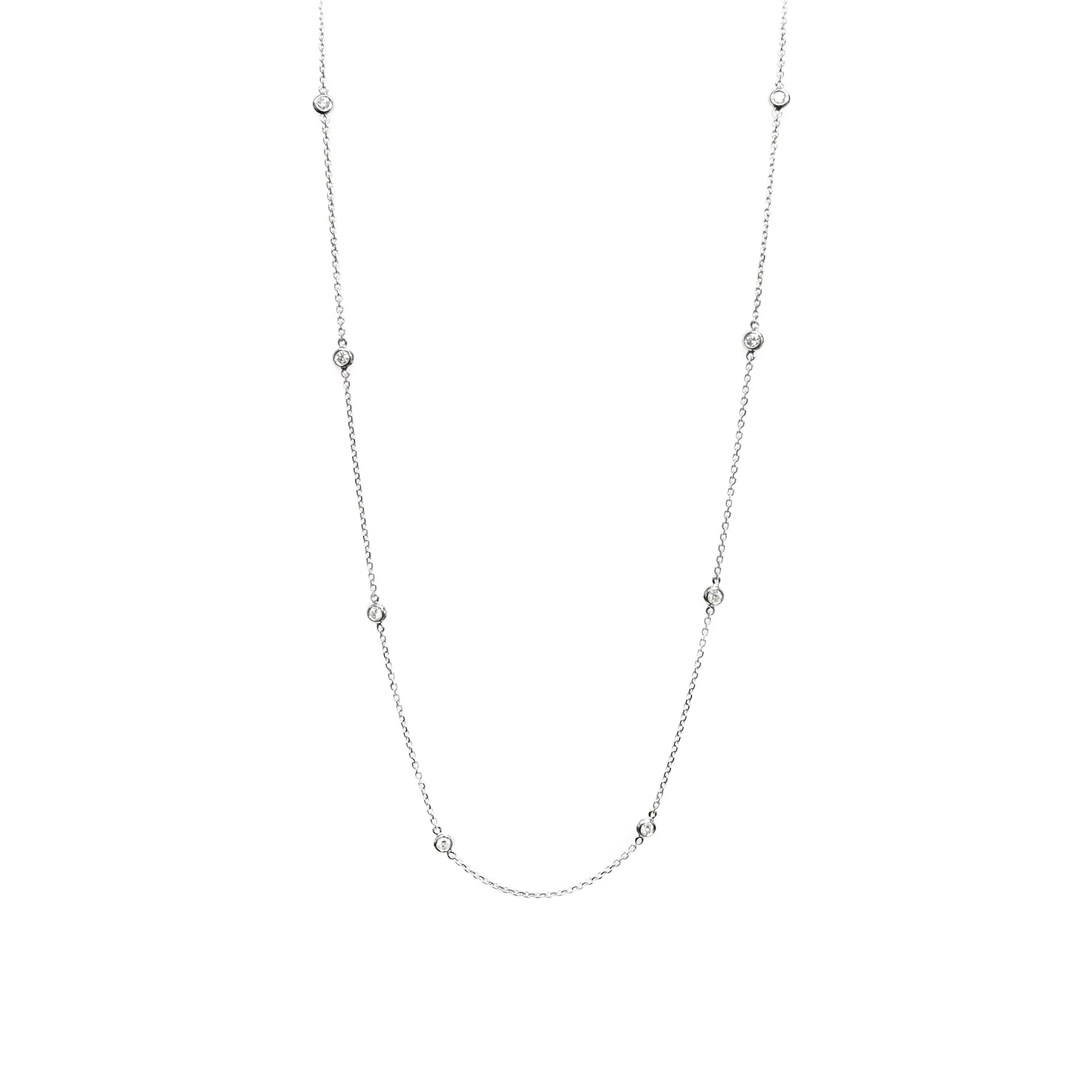 18K White Gold Tdw. 0.57ct Diamond Chain Necklace - 20730574