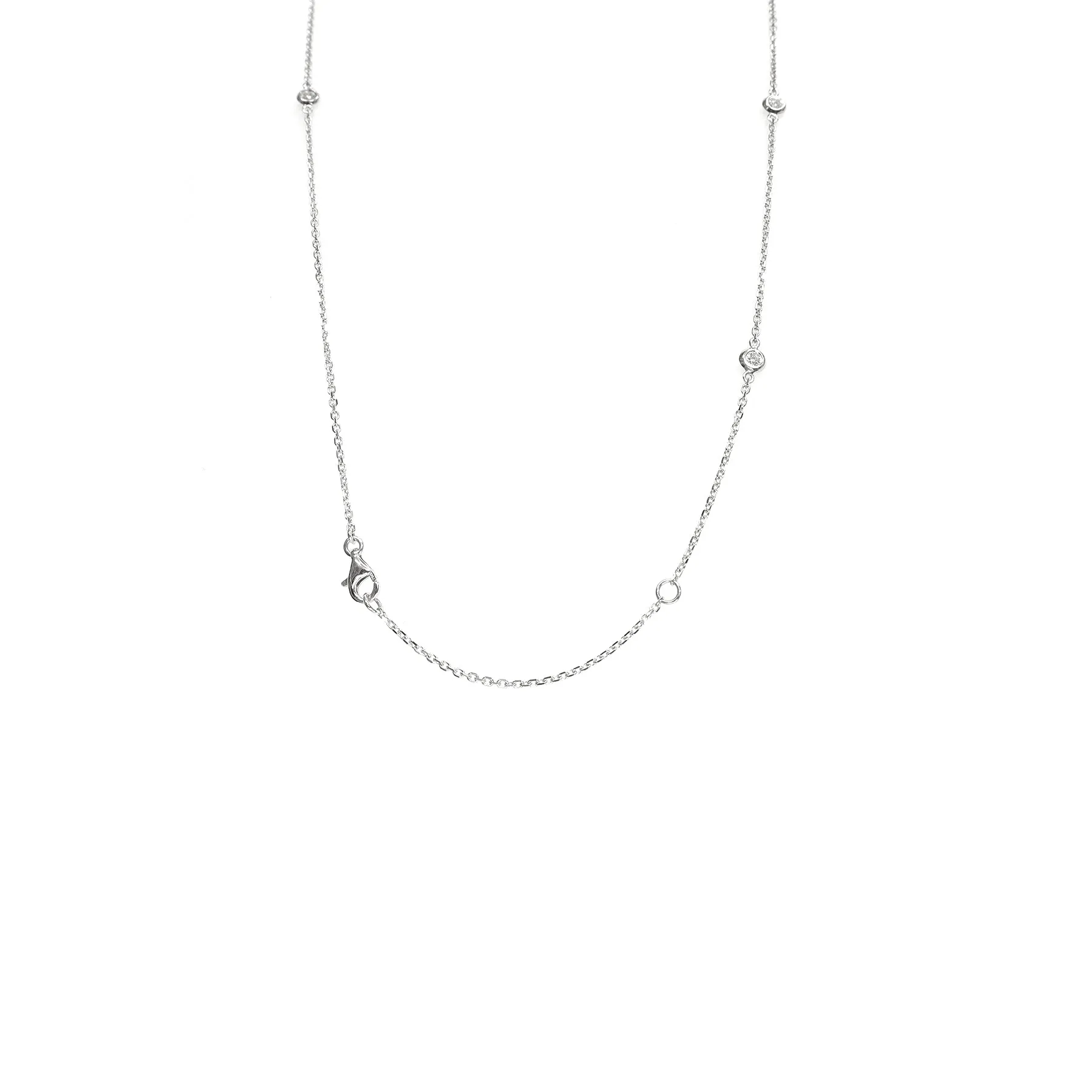 18K White Gold Tdw. 0.57ct Diamond Chain Necklace - 20730574