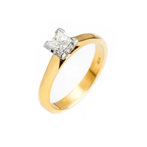 18K Yellow and White Gold 0.50ct Solitaire Diamond Engagement Ring - 20294212
