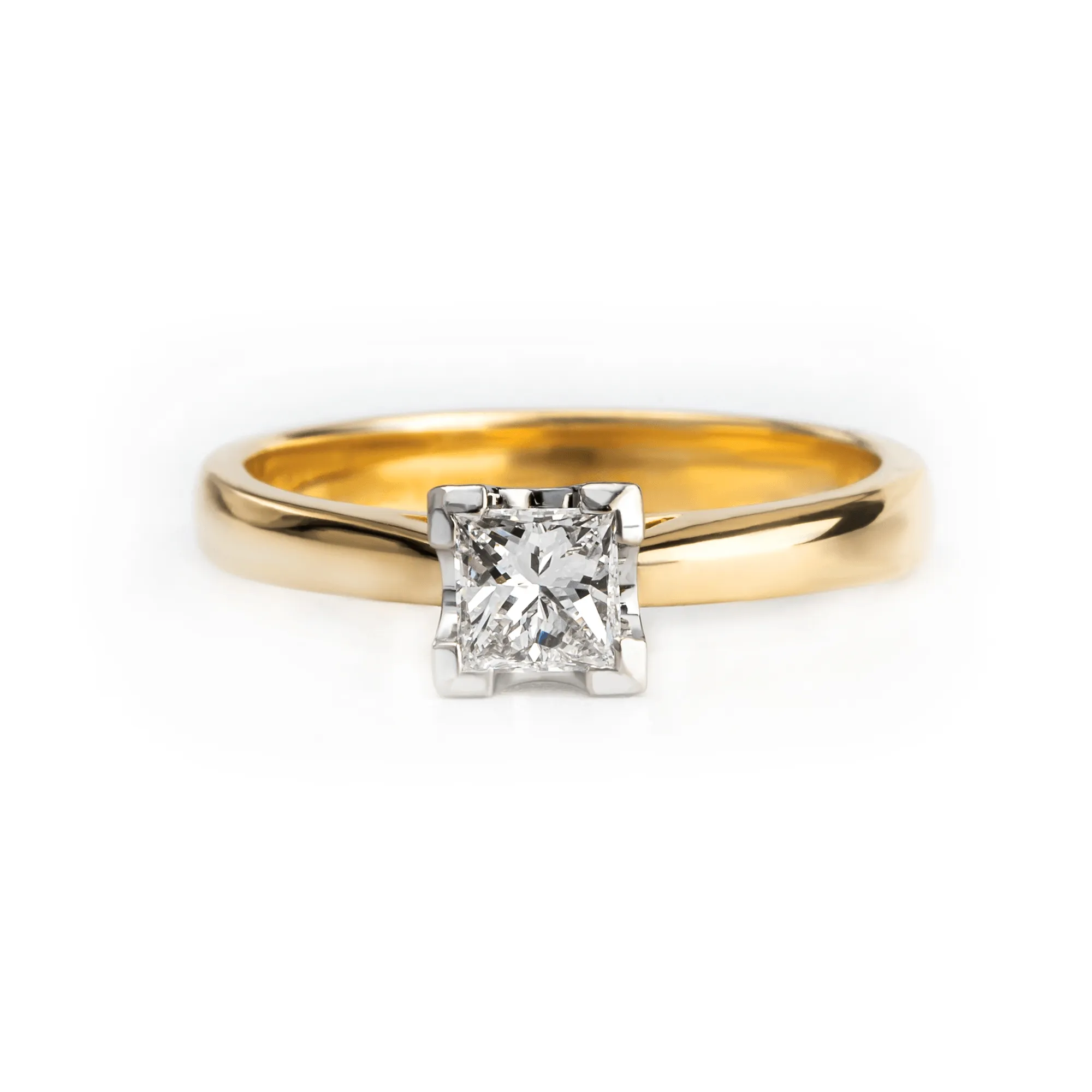 18K Yellow and White Gold 0.50ct Solitaire Diamond Engagement Ring - 20294212