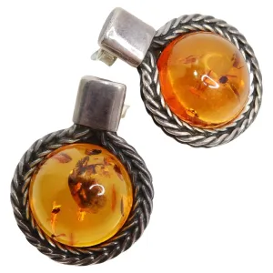 1960s Silver Amber Earrings