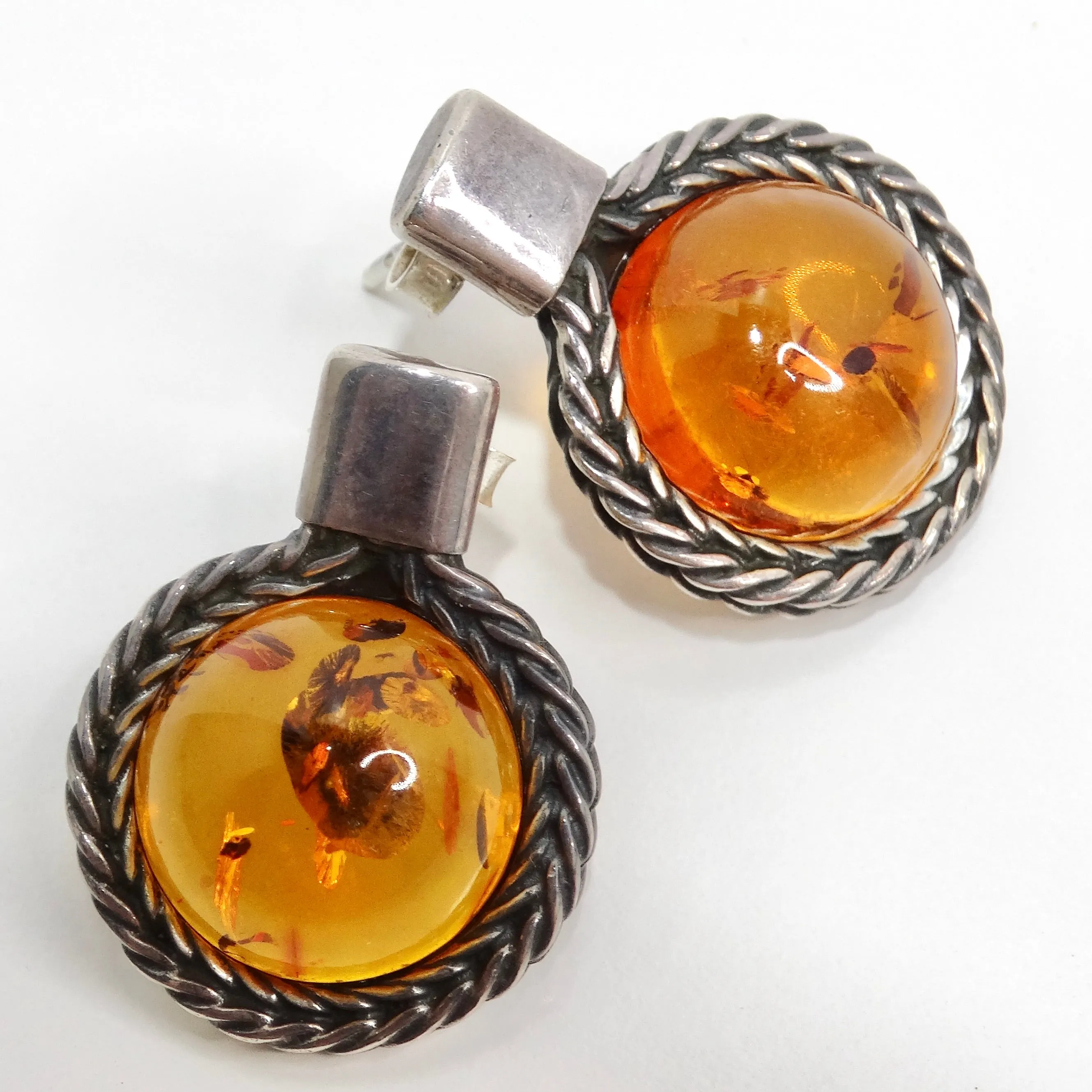 1960s Silver Amber Earrings